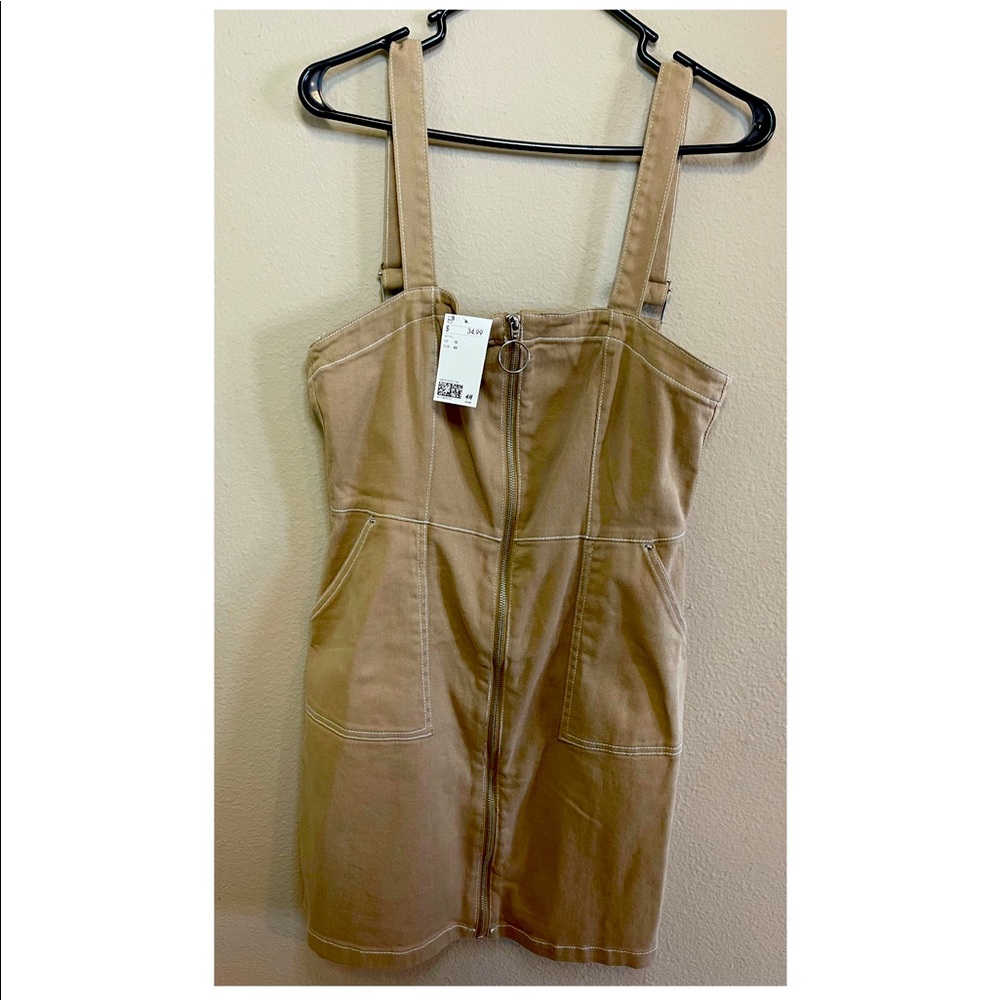 Beige Overall Dress - Picture 1 of 3